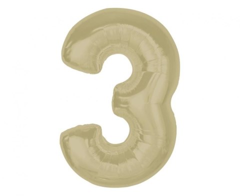 Balon foliowy Smart cyfra 3, matowa latte, 92 cm Godan (CH-S9L3)