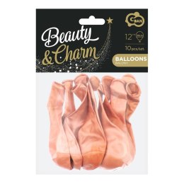 Balon gumowy metalik różowo-złote 10 szt. różowy metaliczny 300mm 12cal Godan (CB-1MRZ)