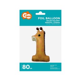 Balon foliowy cyfra 1 żyrafa 39cal Godan (HS-Z391)