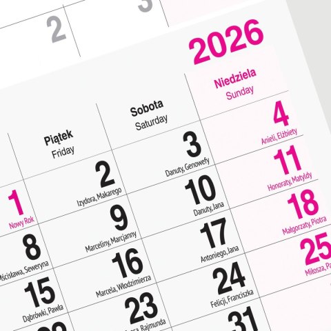 Kalendarz ścienny LAS A4 Press