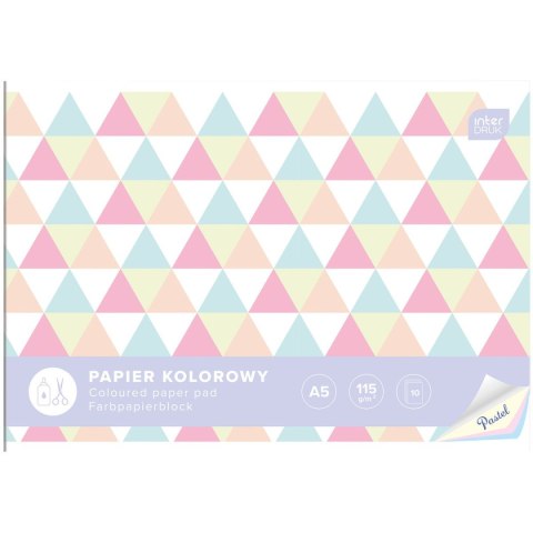 Zeszyt papierów kolorowych PASTEL A5 115g 10k Interdruk Zeszyt papierów kolorowych PASTEL A5 115g 10k Interdruk