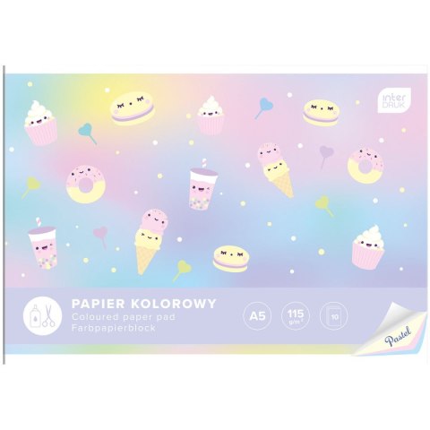 Zeszyt papierów kolorowych PASTEL A5 115g 10k Interdruk Zeszyt papierów kolorowych PASTEL A5 115g 10k Interdruk