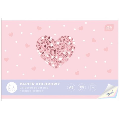 Zeszyt papierów kolorowych PASTEL A5 115g 10k Interdruk Zeszyt papierów kolorowych PASTEL A5 115g 10k Interdruk