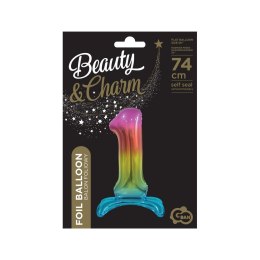 Balon gumowy Beauty&Charm cyfra stojąca tęczowa mix 30cal Godan (BC-AST1)