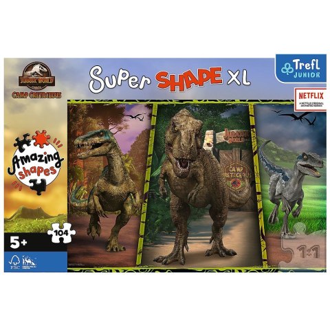 Puzzle Jurassic World XL Kolorowe dinozaury 104 el. Trefl (50020)
