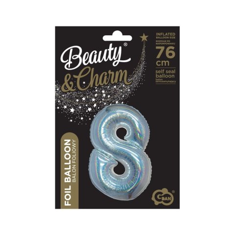 Balon foliowy Beauty&Charm Cyfra 8 holograficzna 76cm Godan (CH-BHS8) Balon foliowy Beauty&Charm Cyfra 8 holograficzna 76cm Godan (CH-BHS8)