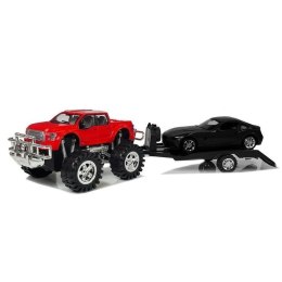 Samochód Zestaw Pojazdów Czerwony Monster Truck Czarne BMW Laweta 58 cm Lean (9268)