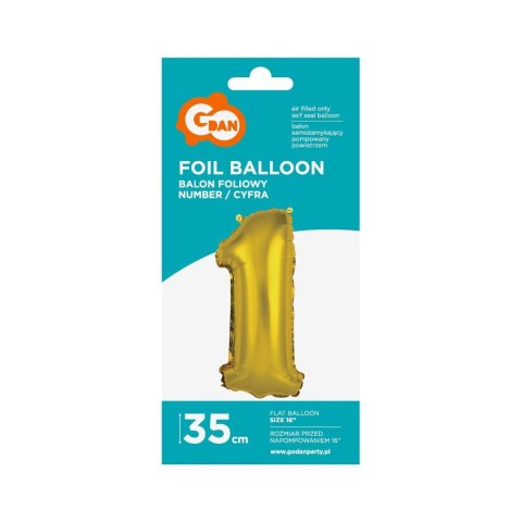 Balon foliowy cyfra 1 złoty 35 cm Godan (FG-C35Z1) Balon foliowy cyfra 1 złoty 35 cm Godan (FG-C35Z1)