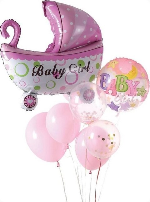 Balon gumowy zestaw balonów 9 elementów baby girl różowy Antella Balon gumowy zestaw balonów 9 elementów baby girl różowy Antella