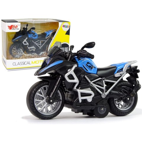 Motocykl GT Niebieski 1:14 Napęd Pull-Back Dźwięk Światła Lean (12258)