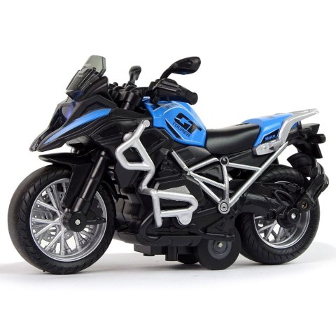Motocykl GT Niebieski 1:14 Napęd Pull-Back Dźwięk Światła Lean (12258)