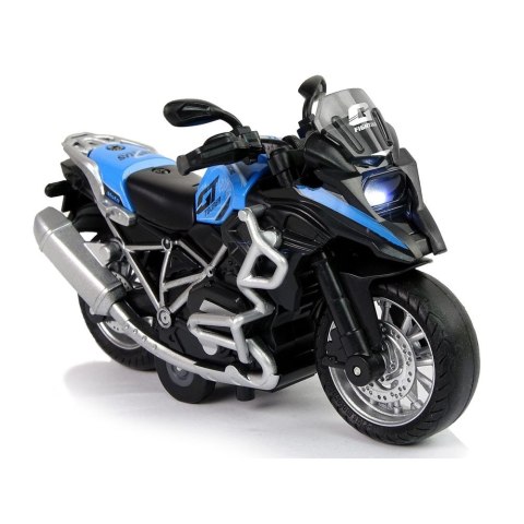 Motocykl GT Niebieski 1:14 Napęd Pull-Back Dźwięk Światła Lean (12258)