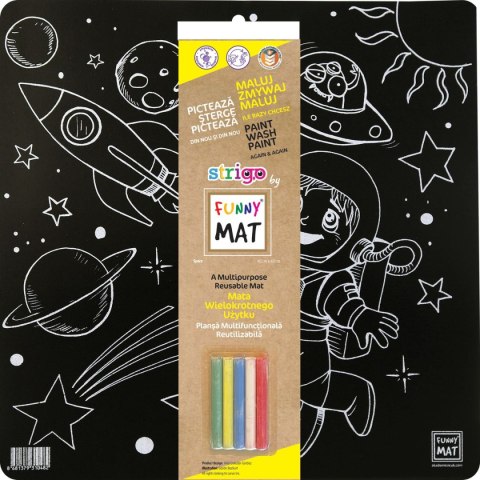 Podkład na biurko FUNNY MAT BLACK- KREDA SPACE sfu1048 czarny polipropylen PP [mm:] 400x400 Strigo (8681379310482)