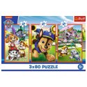 Puzzle Paw Patrol Psia zgraja 3x80 el. Trefl (34886)