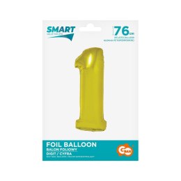 Balon foliowy Smart cyfra 1 złota 76cm Godan (CH-SZLI)