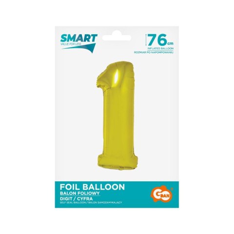 Balon foliowy Smart cyfra 1 złota 76cm Godan (CH-SZLI) Balon foliowy Smart cyfra 1 złota 76cm Godan (CH-SZLI)