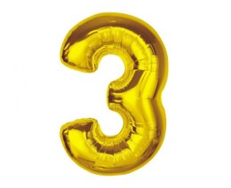 Balon foliowy Smart, cyfra 3, złota, 92 cm Godan (CH-S9Z3)