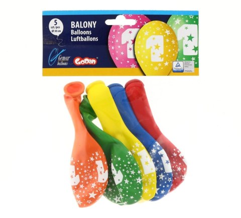 Balon gumowy Z NADRUKIEM 5 szt mix 300mm 12cal Godan (GS110/1) Balon gumowy Z NADRUKIEM 5 szt mix 300mm 12cal Godan (GS110/1)