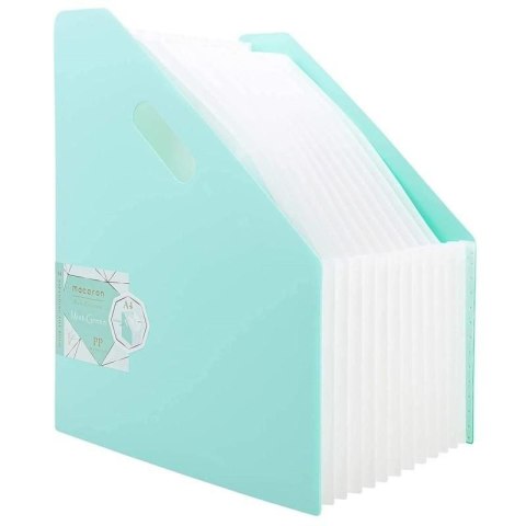 Kartoteka (pojemnik) na teczki wiszące ZIELONY MACARON 13 PRZEGRÓDEK Zielony polipropylen PP [mm:] 210x290 Deli (EB41102_GREEN)