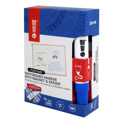 Marker suchościeralny z gąbką NIEBIESKI niebieski 1-3mm okrągła końcówka Memobe (MM351-03) Marker suchościeralny z gąbką NIEBIESKI niebieski 1-3mm okrągła końcówka Memobe (MM351-03)