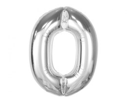 Balon foliowy Smart, cyfra 0, srebrna, 92 cm Godan (CH-S9S0)