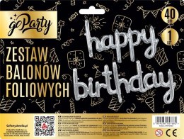 Balon foliowy zestaw balonów 13 elementów Happy Birthday srebrne Antella