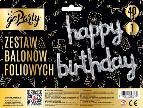 Balon foliowy zestaw balonów 13 elementów Happy Birthday srebrne Antella Balon foliowy zestaw balonów 13 elementów Happy Birthday srebrne Antella