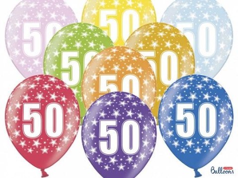 Balon gumowy gumowy 50 urodziny, mix kolorów 30 cm/6 sztuk mix 300mm Partydeco (SB14M-050-000-6) Balon gumowy gumowy 50 urodziny, mix kolorów 30 cm/6 sztuk mix 300mm Partydeco (SB14M-050-000-6)