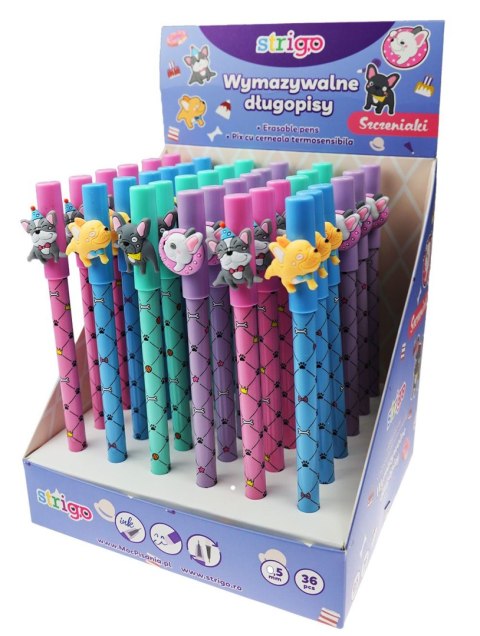 Długopis wymazywalny szczeniaki wkład niebieski 0,5mm Strigo (SSC191)