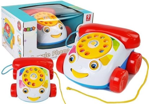 Telefon zabawkowy Do Ciągnięcia na Kółkach ze słuchawka na Baterie dla Niemowlęcia Lean (6889)
