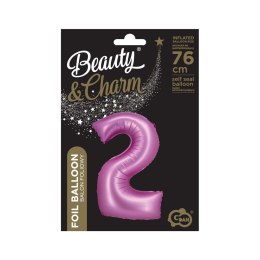 Balon foliowy Beauty&Charm Cyfra 2 satynowy róż 76cm Godan (CH-BSR2)