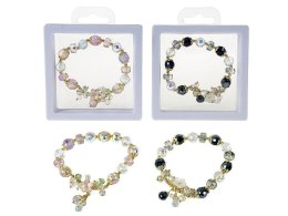 Bransoletka red.6cm, rozciągliwa, szklane koraliki z metalowymo elementami, w ozdobnym pudełku Adar (607200)