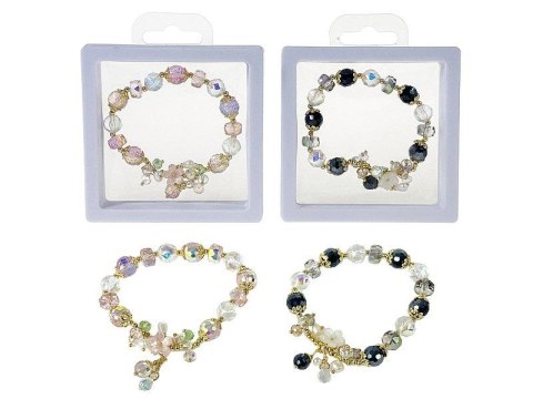 Bransoletka red.6cm, rozciągliwa, szklane koraliki z metalowymo elementami, w ozdobnym pudełku Adar (607200)