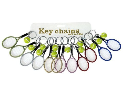 Brelok rakieta tenisowa z piłeczką, karta 12szt. Adar (609471)