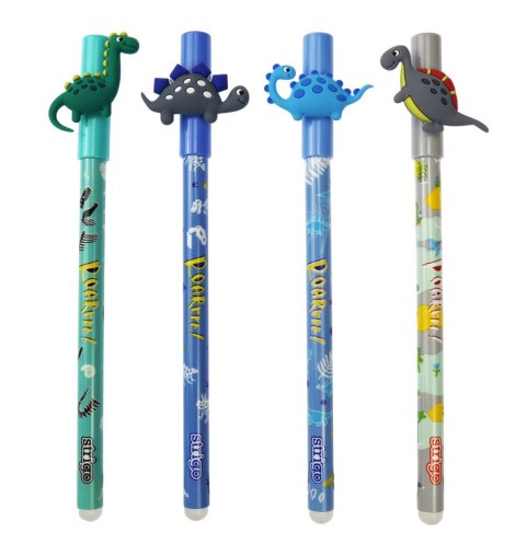 Długopis wymazywalny dinozaury 5902315577640 wkład niebieski 0,5mm Strigo (SSC201)