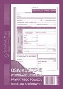 Druk offsetowy oświadczenie w sprawie używania prywatnego pojazdu do celów służbowych A5 40k. Michalczyk i Prokop (811-3)