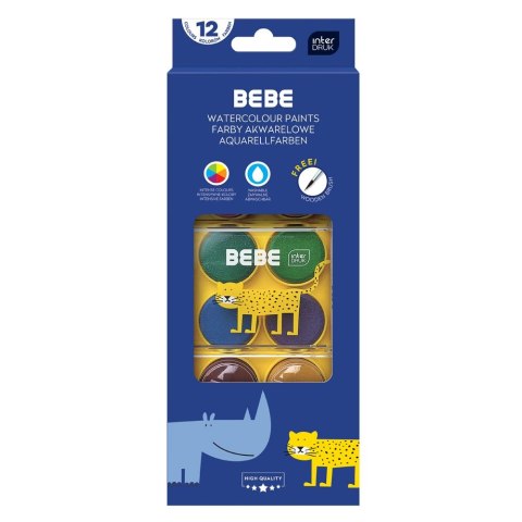 Farby akwarelowe BB KIDS 12 kolor. Bebe
