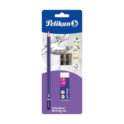 Ołówek zestaw + temperówka + gumka do ścierania HB Pelikan (100401652)
