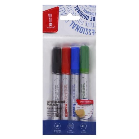 Marker suchościeralny czarny, czerwony, niebieski, zielony mix 2,3mm okrągła końcówka Memobe Marker suchościeralny czarny, czerwony, niebieski, zielony mix 2,3mm okrągła końcówka Memobe