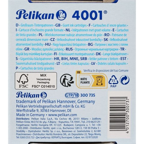 Naboje długie 18 sztuk niebieski Pelikan (300004064) Naboje długie 18 sztuk niebieski Pelikan (300004064)