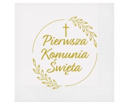 Serwetki Pierwsza Komunia Święta (kłosy) biały papier [mm:] 330x330 Godan (PW-SKKL)