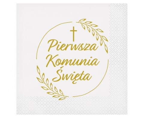 Serwetki Pierwsza Komunia Święta (kłosy) biały papier [mm:] 330x330 Godan (PW-SKKL)