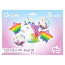 Balon foliowy zestaw 5 szt. Jednorożec Godan (BZ-HJED)
