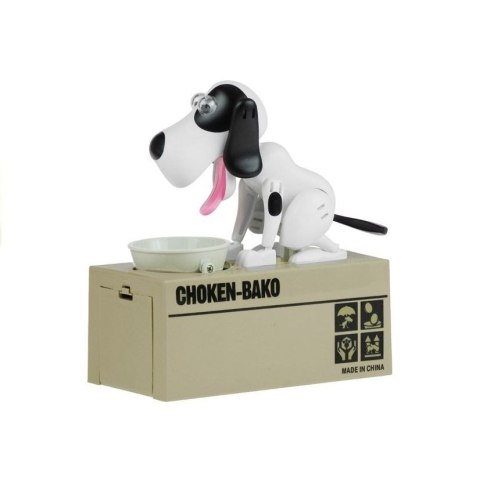 Skarbonka Pies Zjadający Monety Biały w Łatki plastik Lean (3458)