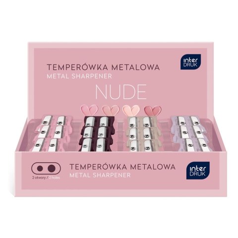 Temperówka NUDE podwójna z pojemnikiem 5902277346568 mix plastik Interdruk Temperówka NUDE podwójna z pojemnikiem 5902277346568 mix plastik Interdruk