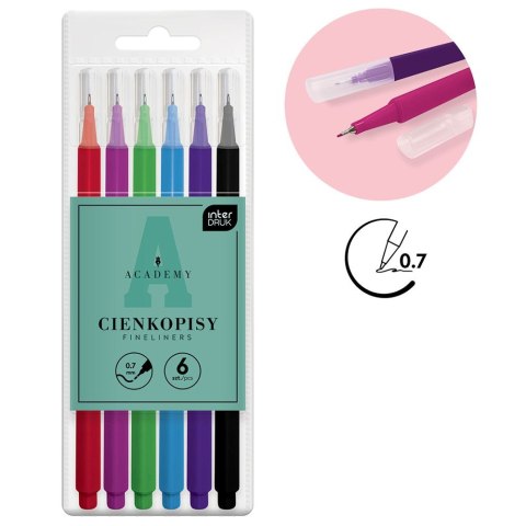 Cienkopis ACADEMY wkład mix 0,7mm 6kol. Interdruk (5902277350046)