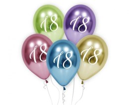 Balon gumowy platynowe. 18 urodziny 5 szt. mix 12cal Godan (GZ-18P5)
