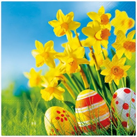 Serwetki WN Eggs Among Daffodils mix nadruk bibuła [mm:] 330x330 Paw (TL125000)