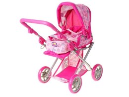 Wózek głęboki dla lalek, profilowana rączka, wyjmowane nosidełko, z koszem, funkcja spacerówki Adar (565739)