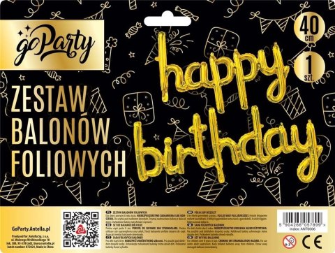 Balon foliowy zestaw balonów 13 elementów Happy Birthday złote Antella Balon foliowy zestaw balonów 13 elementów Happy Birthday złote Antella